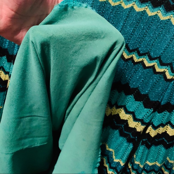 BEBE Green Gold Black Metallic Knit Mini Dress M - Picture 7 of 8